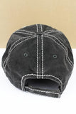 Distressed Black 'Camping Hair Don't Care' Hat