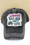 Distressed Black 'Camping Hair Don't Care' Hat
